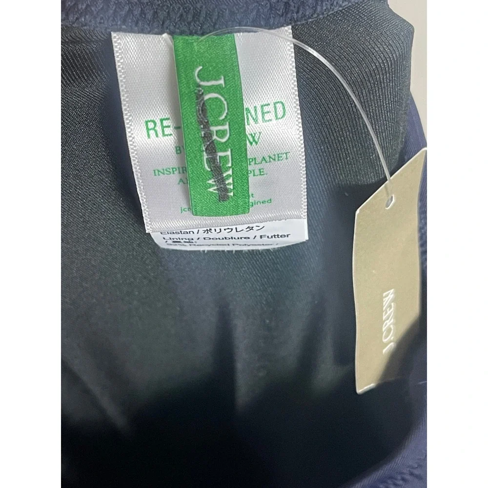 J.Crew Ruched One Shoulder Swim Dress Size 4 Navy Swimsuit NWT BP248